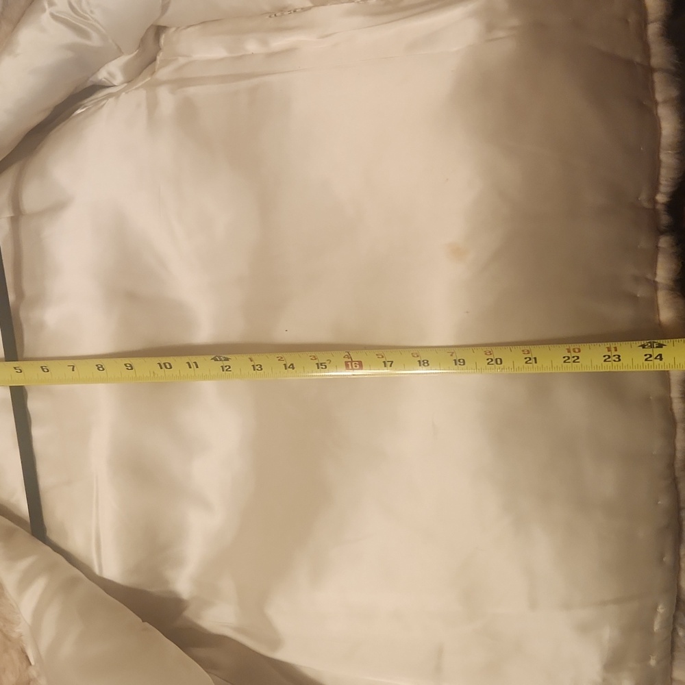 Cream Multi Colored Rabbit Fur Coat - Picture 10 of 12